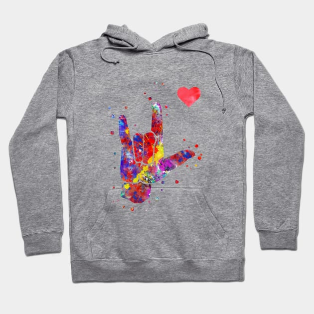 I love you ASL sign language Hoodie by RosaliArt